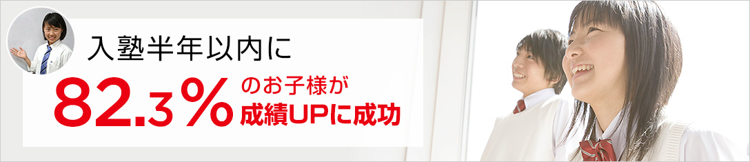 入塾半年以内に82.3％のお子様が成績UPに成功
